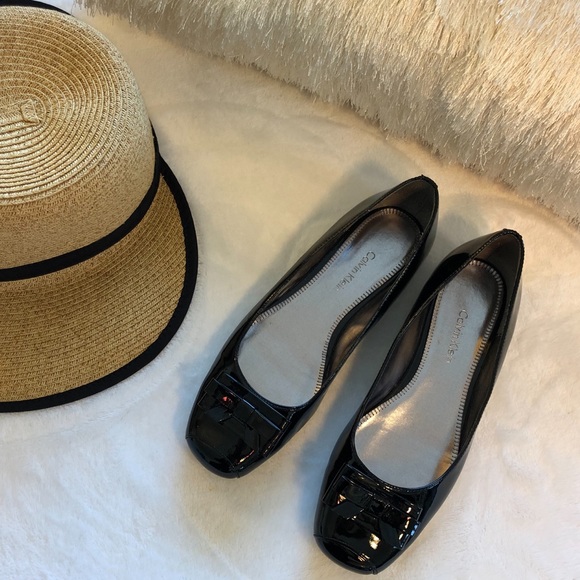 CALVIN KLEIN NWOT SIMONS PATENT LEATHER FRONT BOW - Picture 6 of 7